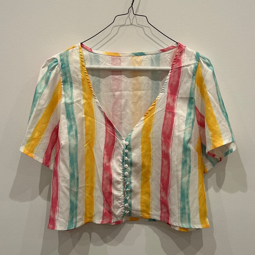 Colorful striped button top - Picture 3 of 3